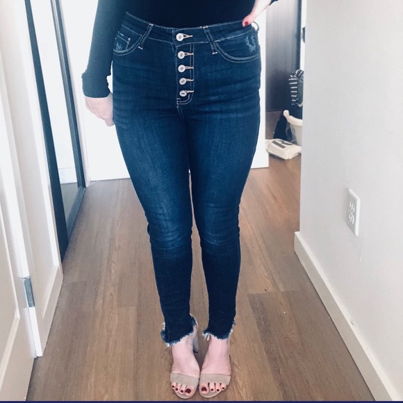 Sara Dark Wash High Rise Skinny Jeans - Picture 2 of 8